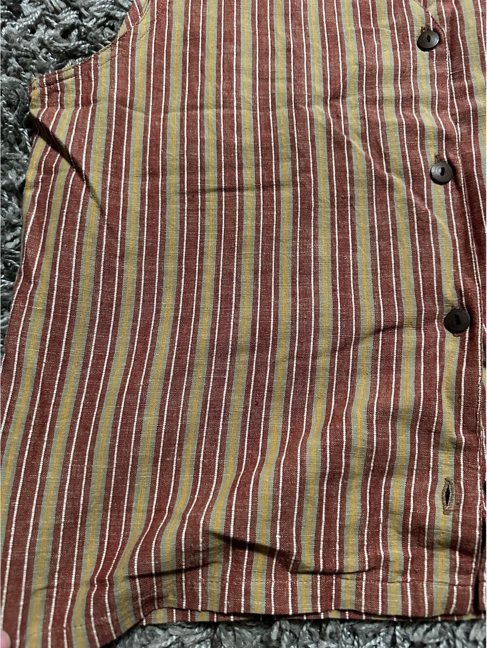 Vintage 90s Royal Robbins Cotton Linen Stripped Vest Size L - Picture 3 of 6